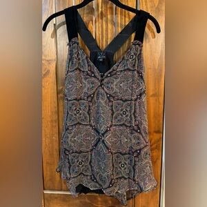 Ella Moss Black Paisley-Print V-Neck Tank Blouse with Multicolor Accents